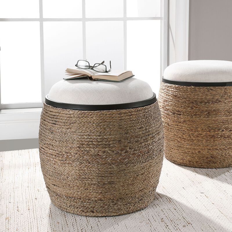 Uttermost Island Straw Accent Stool image number 2